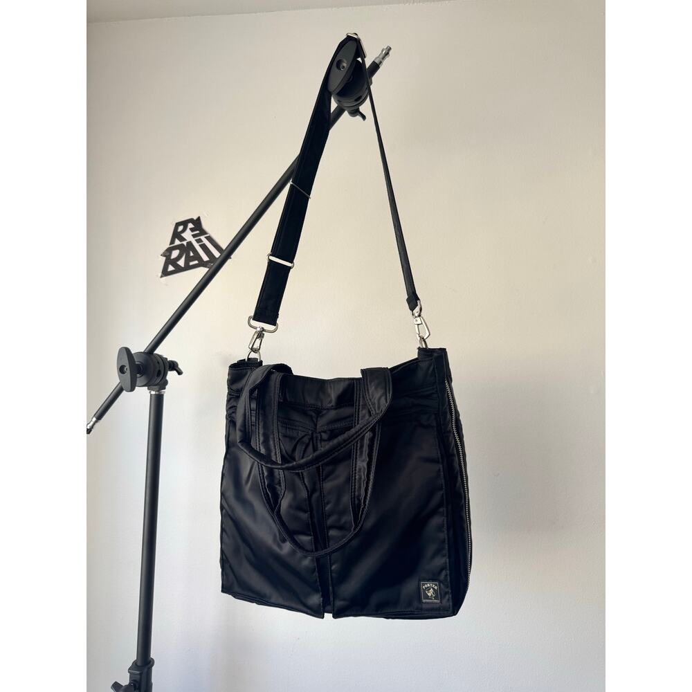 Porter International Nylon Tote Bag Black Multi-Pocket Japan Style